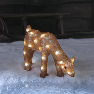 Lights4fun 26cm LED Acryl Rentier Figur innen und außen Rentier Mutter Weihnachtsfigur Weihnachtsdeko Weihnachtsbeleuchtung Außen Gartendeko