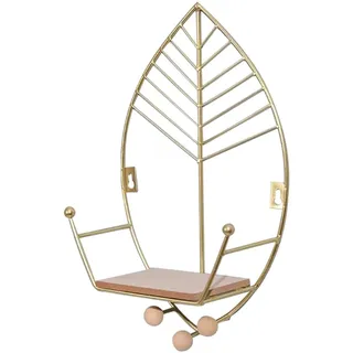 Buhdjfnke Schwimmregale in Blätterform, Wanddekoration Aus Metall, Wandregal Aus, Heimdekorationen, Kunst für Schlafzimmer, Einfache Installation, Einfach zu Bedienen, Gold