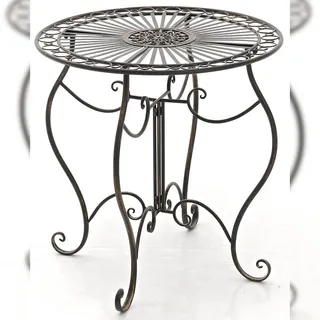 Décoshop26 - Runder Gartentisch im rustikalen Stil aus Schmiedeeisen mit Bronze-Finish 10_0003042