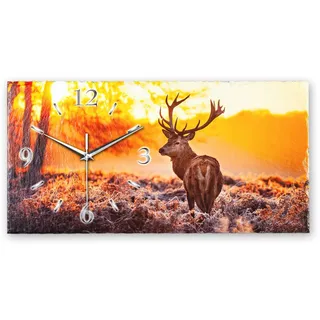 Kreative Feder Designer-Wanduhr Hirsch aus Stein mit Zeigern aus gebürstetem Aluminium - Designeruhr aus Stein mit flüsterleisem Uhrwerk (Hirsch, leises Quarzuhrwerk)