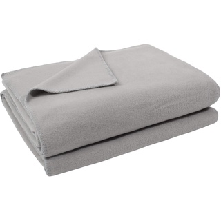 Soft-Fleece-Decke – Polarfleece-Decke mit Häkelstich – flauschige Kuscheldecke – 180x220 cm – 920 light grey mel. - von ’zoeppritz since 1828’