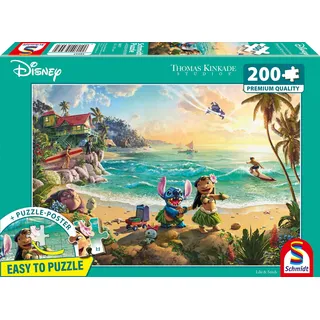 Schmidt Spiele Schmidt 56557 - Disney, Lilo & Stitch, Puzzle mit Poster, 200 Teile aus NATPAX® Graspappe