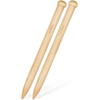 Aeelike 25 mm Stricknadeln, dicke Holzstricknadeln, Jumbo-Bambus-Stricknadeln, 35 cm lang, 25 mm Stricknadeln für grobes Stricken, extra große grobe Stricknadeln für Decke