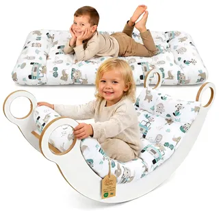 Kletterbogen Kissen Bodenkissen Kinder 60x120 cm - Bodenmatratze Kinderzimmer für Bogenwippe & Montessori Rocker – Sitzkissen Lesekissen beidseitig Baumwolle Oeko-Tex Afrika