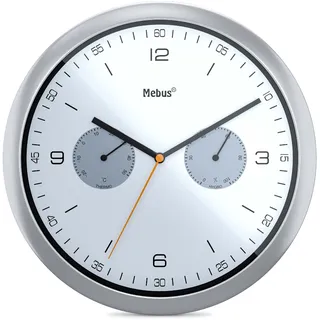 MEBUS Quarz-Wanduhr 26,5 cm 16102 silber