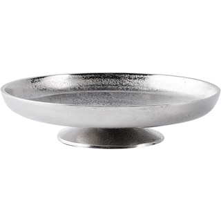 MichaelNoll Dekoschale Dekoteller Schale Servierplatte Aluminium Silber Deko Dekoration Luxus - Moderne Dekoschale aus Metall - Tischdeko Hochzeit - Weihnachtsdeko für Wohnzimmer, Esszimmer oder Küche - XL 29,5 cm