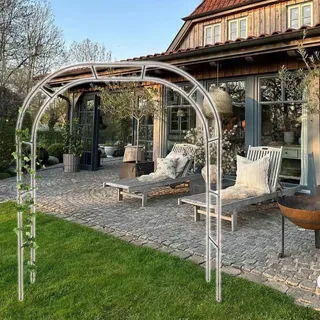 Rosenbogen Aus Edelstahl - 19/25 Mm Säulendurchmesser - Gartenbogen Rankhilfe Mit Zubehör, Rankbogen Für Rosen, Kletterpflanzen, Unterstützung Für Torbogen, Gartendekoration(Color:25mm,Size:1.8*2.4m(5