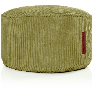 Green Bean© Indoor Sitzhocker Pouf "Cord"45x25cm EPS-Perlen Füllung & Cordstoff - Bodenkissen Liegekissen Sitzkissen Sitzhocker Relax-Sessel Grün