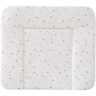 roba Wickelauflage Sternenzauber grau - Baby Wickelunterlage 85 x 75 cm - PU beschichtet - Wickeltischauflage abwischbar - Weiß