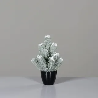 Seidenblumen Roß Mini Tannenbaum mit Schnee und EIS 24cm im Topf DP künstlicher Weihnachtsbaum Kunststoff 100% PE