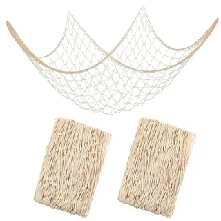 Nogeqi 2 Stück Fischernetz 100 X 200cm Fischernetz Deko Baumwolle Deco Mesh Wand Dekoration Strand Themen Wandbehang Maritime Dekoration für Meerjungfrau Muschelfangnetz Nautisches Fischnetz