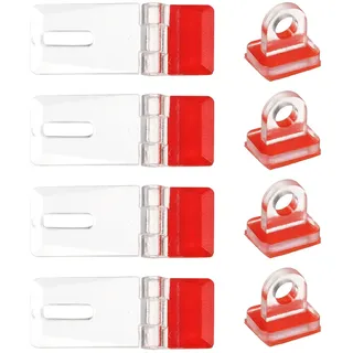 QUARKZMAN 4Set Selbstklebende Riegelverschlüsse Kit 42x16mm Schnappverschlüsse Transparente Acryl Verschlussriegel für Schränke Schubladen Aquarium DIY Klare Behälter Schmuckkasten