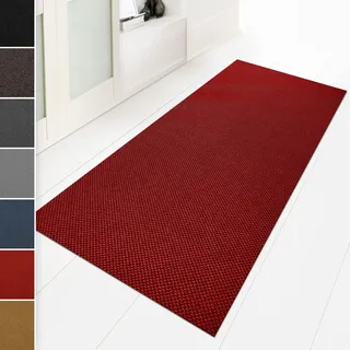 Floordirekt Schmutzfangmatte 80 x 100 cm Rot, ideal auch als Schmutzfangteppich nach Maß, Teppich Flur Läufer, Küchenteppich - waschbar rutschfest, Sauberlaufmatte, Meterware (Hong Kong)