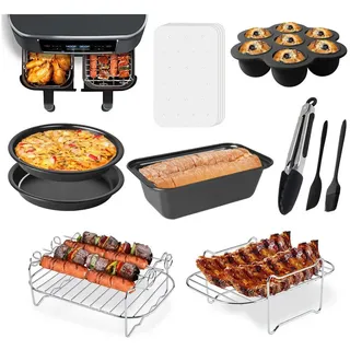 MOPUEA Küchenmaschinen Zubehör-Set 9-teiliges Zubehör-Set für Heißluftfritteusen – Silikon-Spachtel, ideal für Backen und Grillen Fritteusen-Zubehör