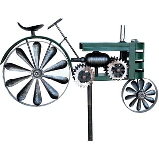 DanDiBo Gartenstecker Metall Traktor XL 160 cm Trecker Grün 96106 Windspiel Windrad Wetterfest Gartendeko Garten Gartenstab Bodenstecker