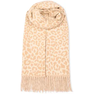 malito - Damen Modeschal - weicher XXL Viskosemix Baumwolle Schal - Winterschal Leo-Print modern & lang - Pashmina Stola Animalprint S605 - (Sand) - Einheitsgröße