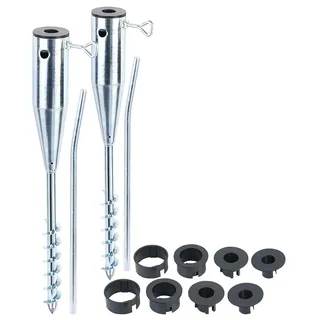 Royal Gardineer Bodenhülse 2er-Set Metall Ø bis 66 mm Grau