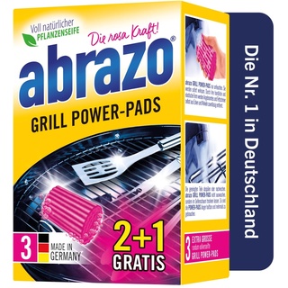 abrazo Grill Power-Pads - 3 Grillreiniger, Fettlöser mit antibakterieller Seife, Backofen und Grill Reiniger, Reinigung von Rost und Zubehör