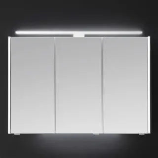 Pelipal Serie 6040 (Solitaire) Spiegelschrank 123,2 cm mit seitl. LED Profil und Aufsatzleuchte ZALAUF 90 cm SDEE00112-ZALAUF90E-K444, Badmöbel, weiß matt touch