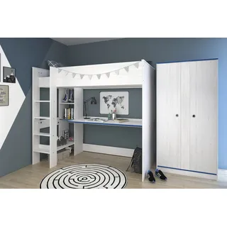 Parisot Hochbett extra hoch mit Schrank "Smoozy 4a + 4b" Blau/Pink