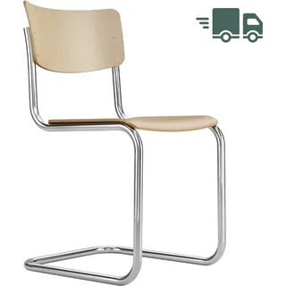 THONET S 43 | Buche klar lackiert | Stahlrohr-Freischwinger | Gestell verchromt