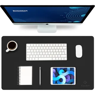 Knodel Tischunterlage, Schreibtischunterlage, 60 x 35cm PVC Tischunterlage, Laptop Tischunterlage, wasserdichte Schreibunterlage für Büro- oder Heimbereich, doppelseitig (Schwarz / Schwarz)