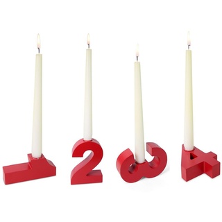 Wiedemann Handgelenkstütze Adventskerzenhalter 1-2-3-4 - Holz, inkl. Kerzen, rot, 4er Set