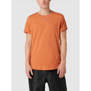 T-Shirt mit Label-Print, Orange, S