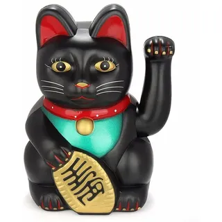 Dekorative Winkekatze mit goldenem Nugget für Geschäftseröffnung und Heimgebrauch (schwarz)