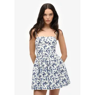 Superdry Sommerkleid CORSET CAMI MINI DRESS aus Baumwollmischung, Slim Fit, mit geblümtem Print, ohne Ärmel blau XS