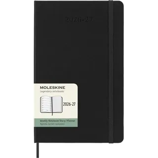 Moleskine 18 Monatskalender & Notizbuch 2027 Studienplaner 1 Woche auf 1 Seite Large Hardcover Schwarz