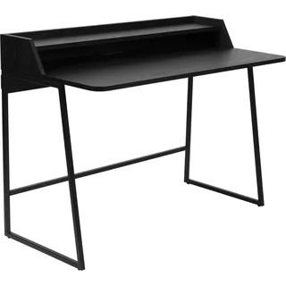 Trendmöbel24 Sekretär Schreibtisch Sekretär GIORGIO BLACK Eiche Furnier und Metall schwarz