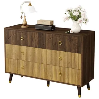 BlingBin Kommode Sideboard, Schränke mit 6 Schubladen, Lagerschränke (TV Board, 1 St., 120 x 40 x 81cm), Aufbewahrungsschrank Schmal kommode für Wohnzimmer/Esszimmer/Eingang