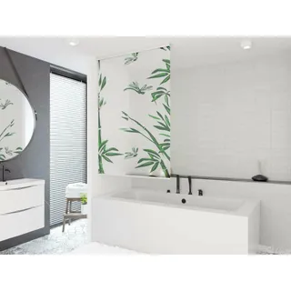 HALB-KASSETTEN DUSCHROLLO 160 cm BREIT BAMBUS WEISS GRÜN DUSCHVORHANG 160 x 190 cm! SHOWER ROLLO CURTAIN