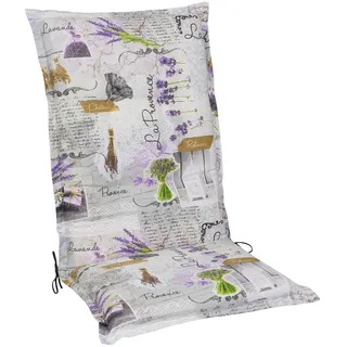 Sesselauflage, Grau, Grün, Violett, Floral, Füllung: Schaumstoff, Vlies, 50x9x120 cm, Made in Germany, Outdoor-Kissen, Gartenstuhlauflagen, Hochlehner-Auflagen