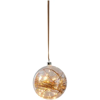 EGLO Hängekugel Dekolicht Holzgeflecht Ø20 cm Kupfer