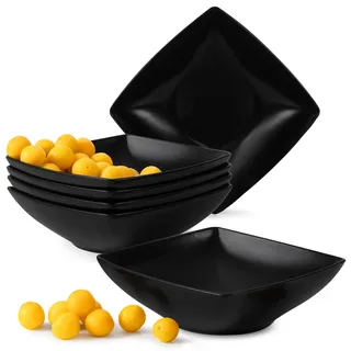 Konsimo. Elegant Suppenteller Set 6er - Schale aus Keramik - Pastateller und Tiefteller für 6 Personen - EPIRI Salatteller Mikrowellengeeignet - 17x17 cm (500 ml) - Schwarz Matt