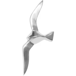 KADIMA DESIGN Wanddeko, Möwe aus poliertem Aluminium, 30cm Höhe, Wandbefestigung, silber. Metall, 30x13x3 cm mit Wandhalterung