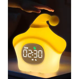 Yiliaw der Stern Kinderwecker mit Nachtlicht – Schlaftrainer & Aufwachuhr, wiederaufladbare Silikonlampe für Schlafzimmer, Perfekter Schlafbegleiter für Jungen & Mädchen,Gelb