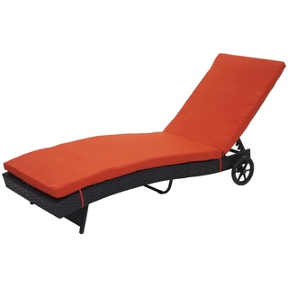 Sonnenliege MCW-D80, Gartenliege Relaxliege Liege, Poly-Rattan ~ anthrazit, Kissen terracotta