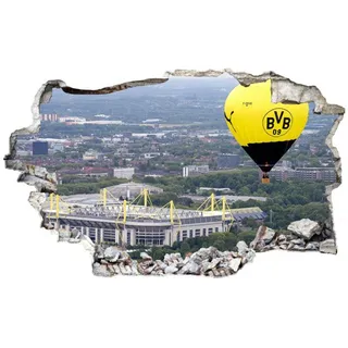 Wandtattoo WALL-ART "3D Fußball BVB Heißluftballon" Wandtattoos Gr. B/H/T: 120 cm x 73 cm x 0,1 cm, -, bunt (mehrfarbig) Wandtattoos Wandsticker