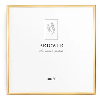 Artower® Bilderrahmen Gold Metall Dünner Rahmen für 30 x 30 cm | Posterrahmen Groß für Collage | Picture Frame Metal 30x30 cm | Aluminium Schmal Bilderrahmen | Gold Poster Rahmen