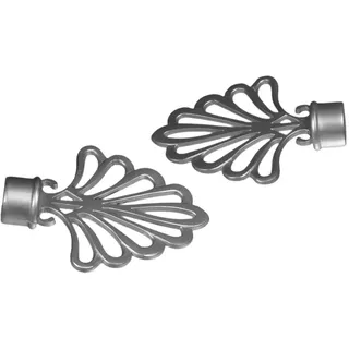 LIEDECO Gardinenstangen-Endstück Fächer 2-läufig Ø 16 mm 10 cm Silber