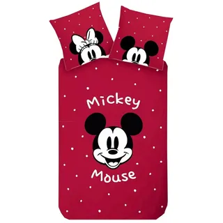 Disney Wendebettwäsche Mickey Mouse/Minnie Mouse Rot 135 x 200 cm