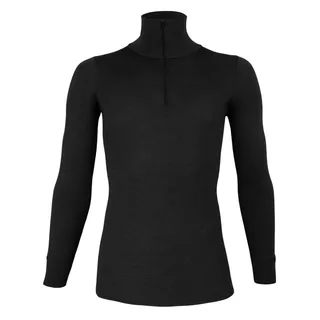 wobera NATUR Rollkragenshirt Steh-/Rollkragenshirt mit/ohne Reißverschluss mit Schurwolle&Seide schwarz 46/48