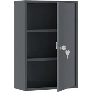 kleankin Medizinschrank Grau, Metall 18x60x40 cm, Badezimmer, Badezimmerschränke, Medizinschränke