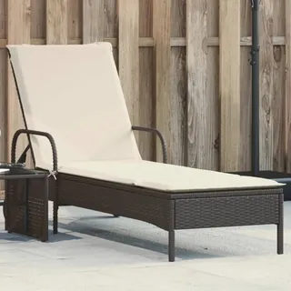 Sonnenliege Mit Rollen Und Auflage Schwarz Poly Rattan