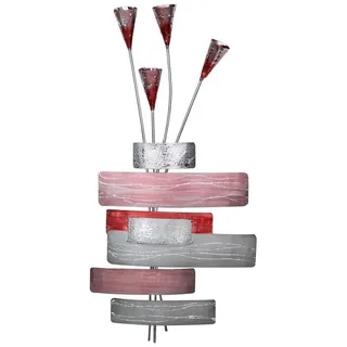 KUNSTLOFT Wanddekoobjekt Blühende Schönheit 38x80x6 cm, handgefertigte Wanddeko Metall grau|rot