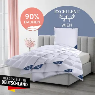 Excellent Daunenbettdecke EXCELLENT "Wien, Bettdecken für Sommer und Winter, Decke", weiß, B:135cm L:200cm, Bezug: 100% Baumwolle. Füllung: 90% Daunen, 10% Federn, Bettdecken, Bettdecke 135x200 cm, made in Germany, allergiker geeignet (Hausstaub)