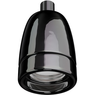 ledscom.de E27 Porzellan- Pendelleuchte schwarz, Textikabel bunt, DIY, inkl. Globe LED 845lm warmweiß